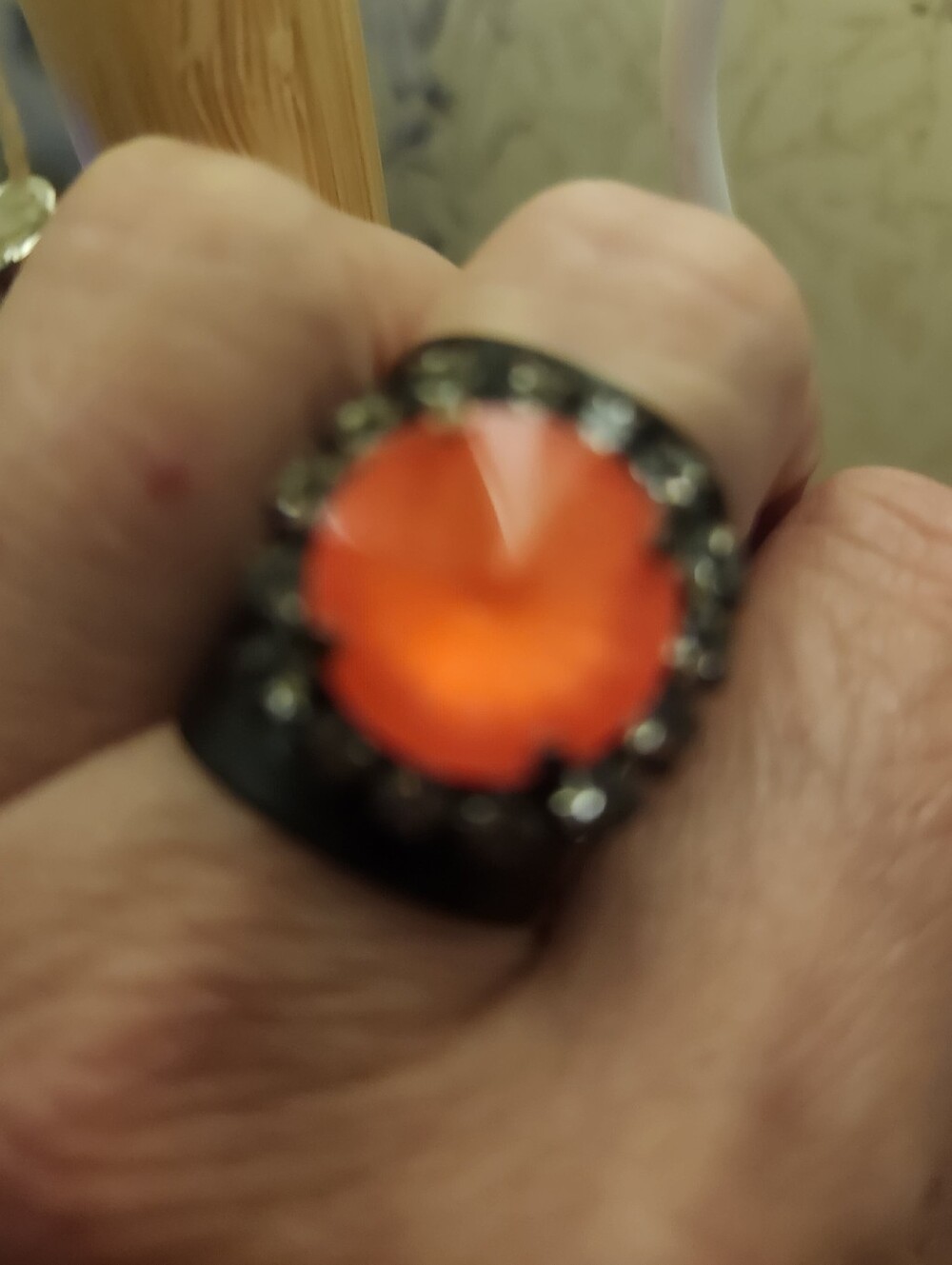 TOVA Neon Orange Adjustable Ring